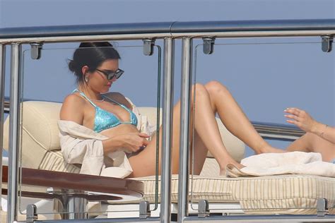Kourtney Kardashian And Kendall Jenner In Bikinis On A Yacht In Antibes