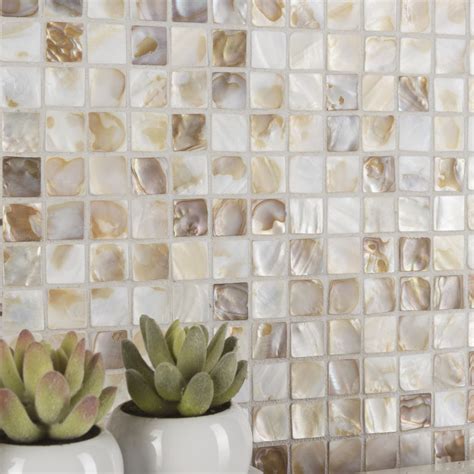 Conchella Square Natural 12 In X 12 In Natural Shell Mosaic Tile