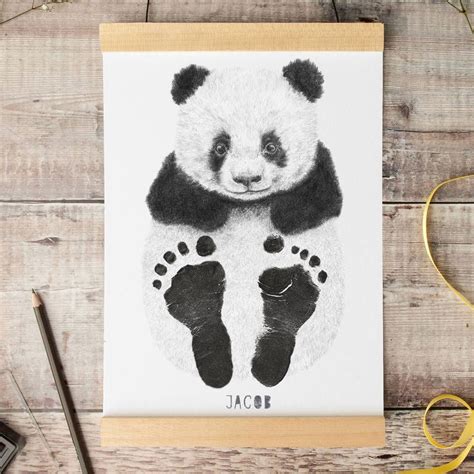 Personalised Baby Panda Footprint Kit By Lucy Coggle Baby Footprint