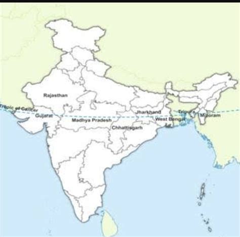 Tropic Of Cancer In India Outline Map