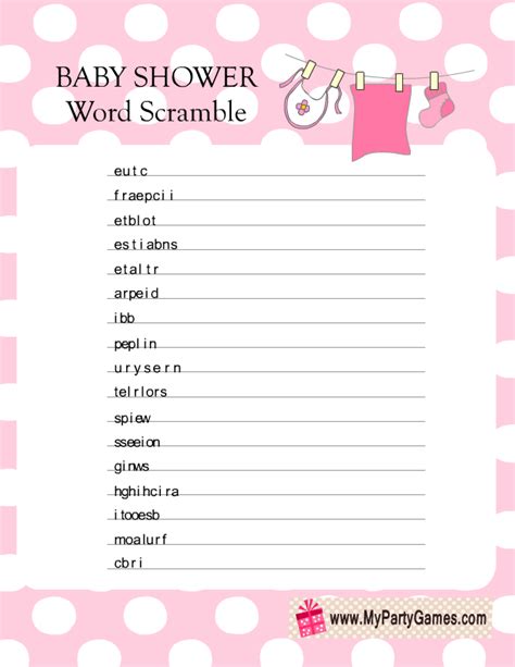 Baby Scrabble Answer Ky Free Printable Baby Shower Games With Answer