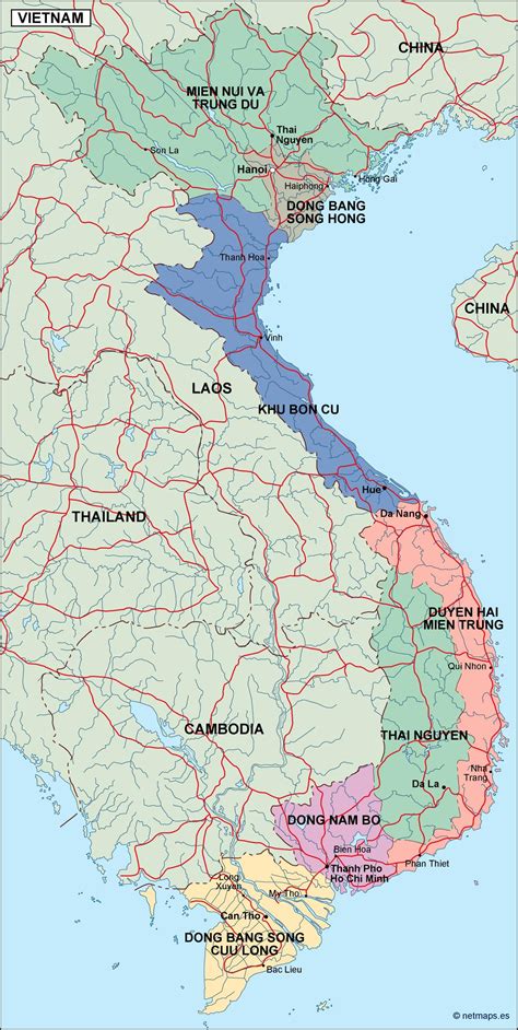 Vietnam Political Map Eps Illustrator Map Vector Maps