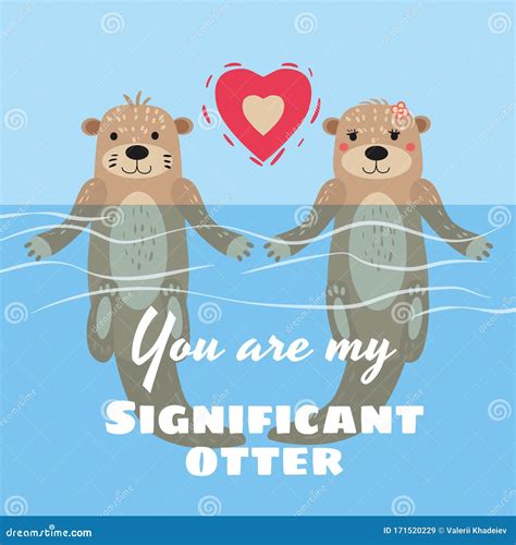 significant otter valentines day greeting card cute otter couple in water greeting card with