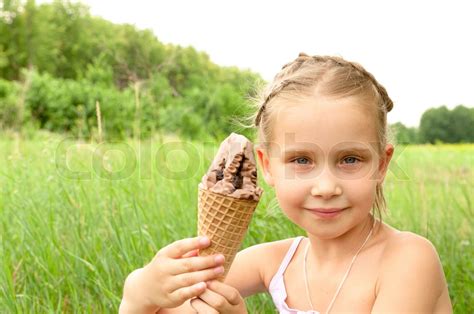 Girl Eating Ice Cream Stock Image Colourbox