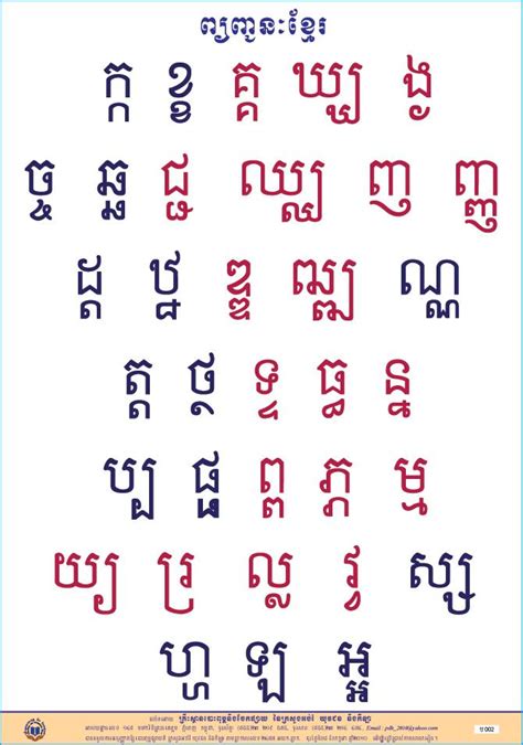 Khmer Alphabet Chart Oppidan Library Riset