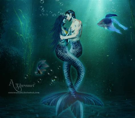 The Love Mermaids Couple By Annemaria48 On Deviantart Mermaids And