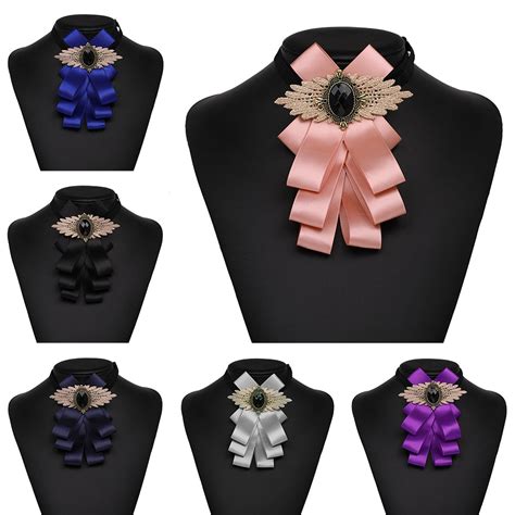 Retro Men Rhinestone Necktie Satin Ribbon Bow Tie Adjustable Elastic