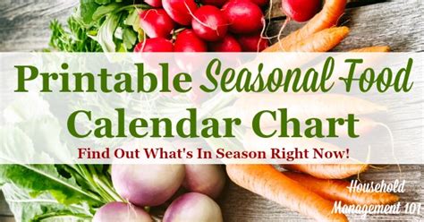 Printable Seasonal Food Calendar Chart When Produce In Season