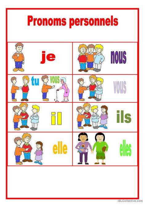Pronoms Personnels Affiche Diction Français Fle Fiches Pedagogiques