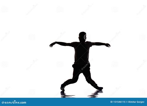 Caucasian Young Man Dance Full Length Portrait Isolated Stock Image