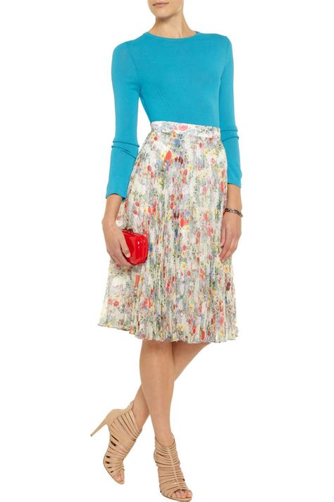 Erdem Ez Pleated Floral Print Chiffon Skirt 58 Off Now At The Outnet