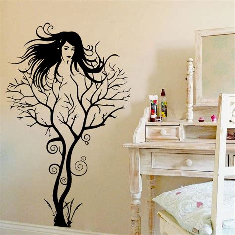 Love home family hope friends faith vinyl wall decal sticker measures love 9 wide by 5.5 high. Creative Sexy Girl Tree Removable Wall Sticker Decal Home ...