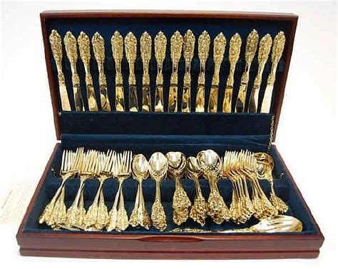 Check spelling or type a new query. Gold Plated F.B. Rogers French Rose Flatware Set