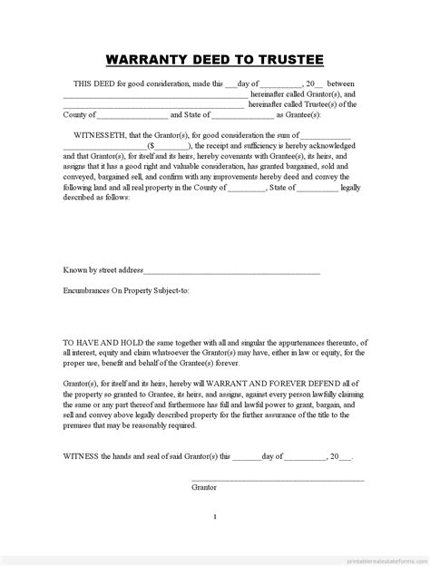 Warranty Deed To Trustee Wholesaling Printable Forms