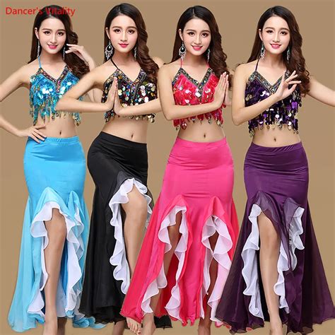 2018 New Women Belly Dance Clothes 2pcs Topskirt Grils Belly Dance Performance Suit Belly