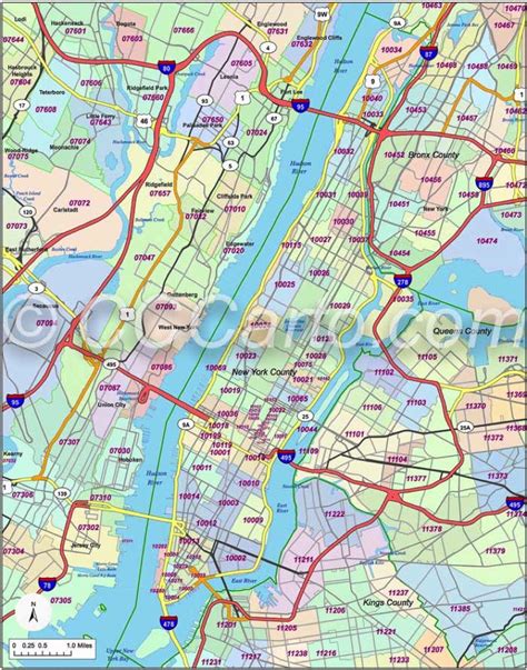 New York Manhattan Zip Code Map