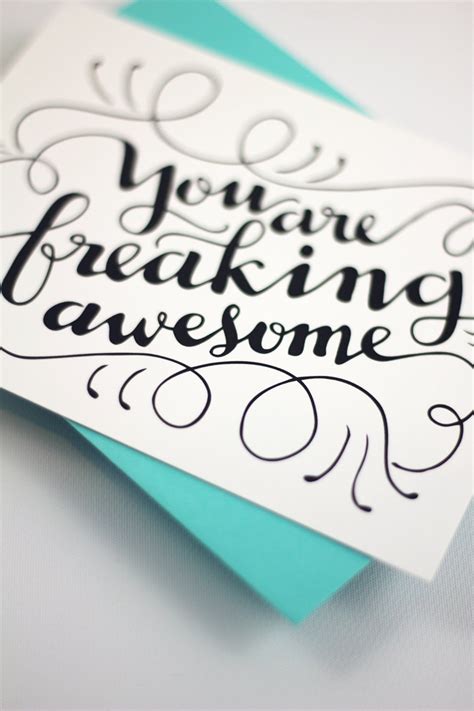 You Are Freaking Awesome One Card With A Turquoise Envelope Etsy