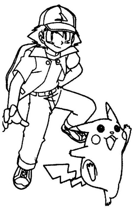 Pikachu And Ash Coloring Page