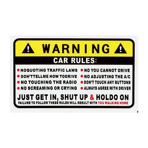 Leepee Car Safety Warning Rules Sticker Car Decoration Pvc Decal Car
