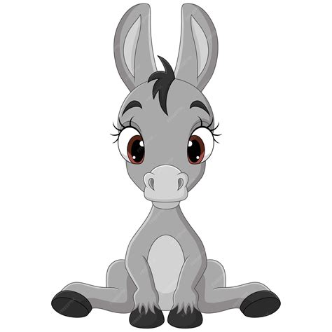 Premium Vector Cute Baby Donkey Cartoon Sitting