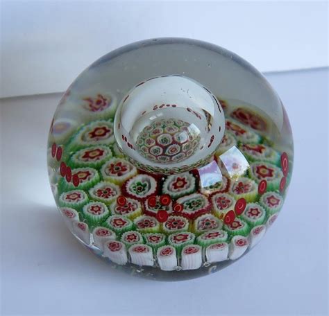 Large Glass Millefiori Paperweight With Suspended Domed Bubble Circa 1900 At 1stdibs