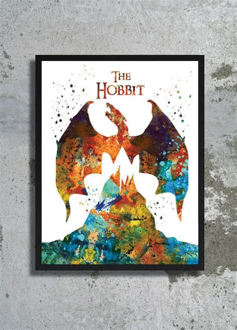 The Hobbit Watercolor Art Print Smaug Bilbo Poster Movie Hobbit