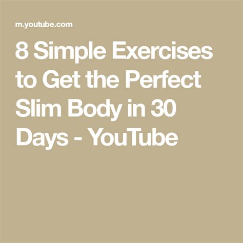 8 Simple Exercises To Get The Perfect Slim Body In 30 Days Youtube