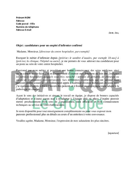 Lettre de motivation pour un emploi d'infirmier confirmé  Pratique.fr