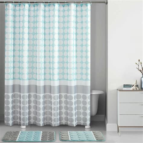 Mainstays 15 Piece Blue Orbit Printed Shower Curtain Bath Set Walmart