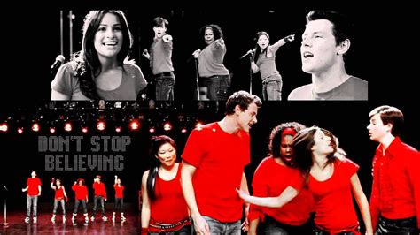 Glee - Don't Stop Believing Lyrics [HD] - YouTube