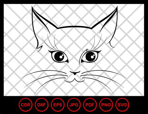 Cat Svg Cat Face Svg Cat Face With Whiskers Cat Eyes Svg Etsy