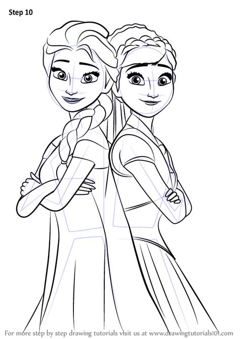 How To Draw Elsa And Anna From Frozen Fever Frozen Fever Step By Step