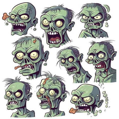 Premium Ai Image A Collection Of Cartoon Zombie Heads With Different