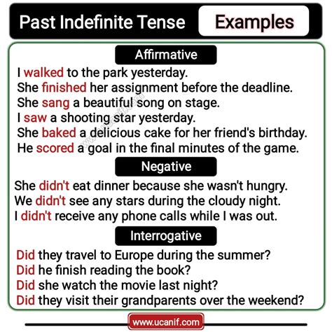 100 Past Indefinite Tense Examples Affirmative Negative And Interrogative