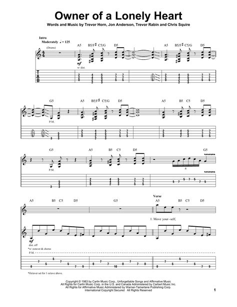Yes Owner Of A Lonely Heart Guitar Tab Sheetmusicdirect Com