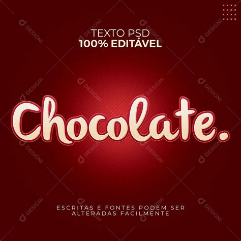 Efeito de Texto 3D Chocolate PSD Editável download Designi