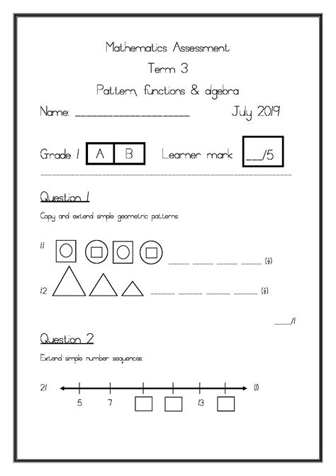 Grade 1 Term 4 Informal Assessment Checklist Maths • Teacha