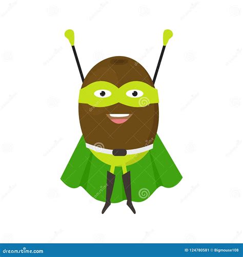 Cartoon Superhero Character Kiwi Flat Design Vector Stock Vector