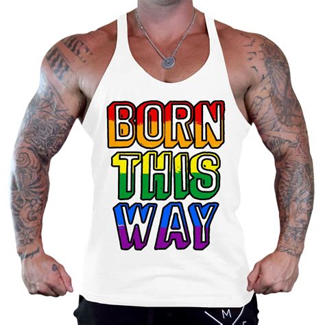 New Men S Rainbow Born This Way Workout Stringer Tank Top Gay Lesbian