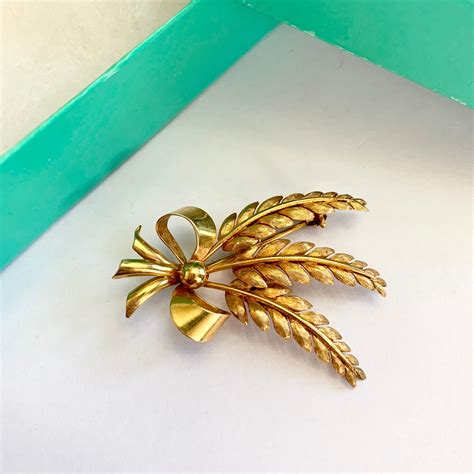 Vintage Tiffany And Co 18k Yellow Gold Wheat Bow Pinbrooch Etsy