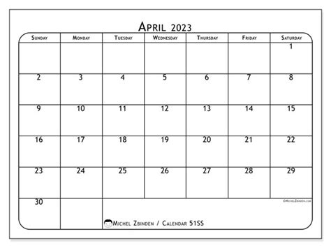 April 2023 Printable Calendar “south Africa Ss” Michel Zbinden Za