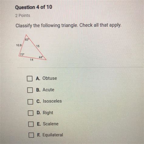 classify the following triangle. check all that apply. - Brainly.com