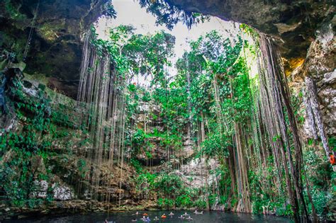 Cenote Ik Kil Und Cenote Azul Auf Der Halbinsel Yucatán In Mexiko