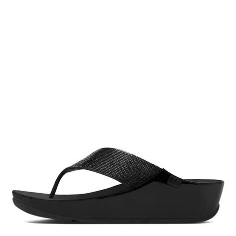 Black Crystall Toe Thong Sandals Brandalley