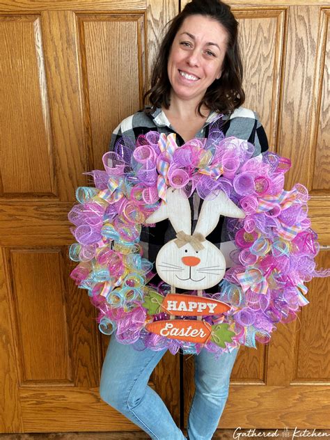 Make An Easter Themed Bunny Rabbit Wreath Using Dollar Tree Materials