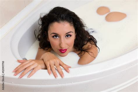 Sexy Woman In Milk Bath Stock Photo Adobe Stock