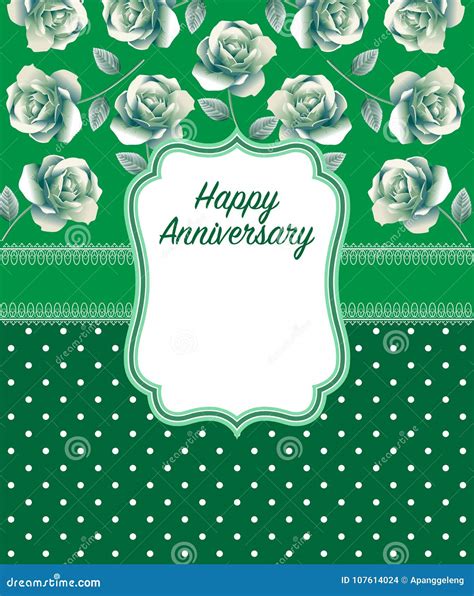 Happy Anniversary Greeting Card In Green Dominate Color Vector