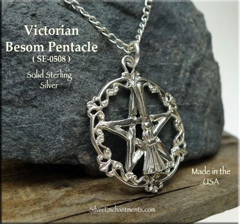 Sterling Silver Victorian Besom Pentacle Pendant Witch S Broom Pentagram Jewelry