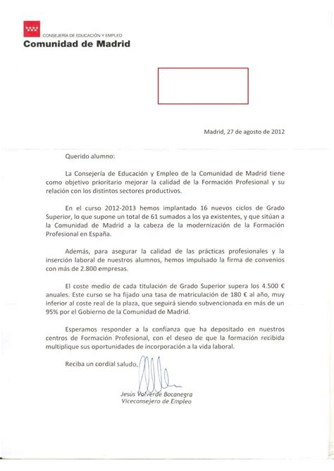 Mareaverde Carta De La Consejería De Educación A Los Alumnos De Fp