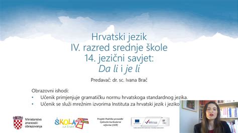 Hrvatski Jezik 4 R SŠ Jezični Savjeti Mjesto Enklitike Da Li I Je
